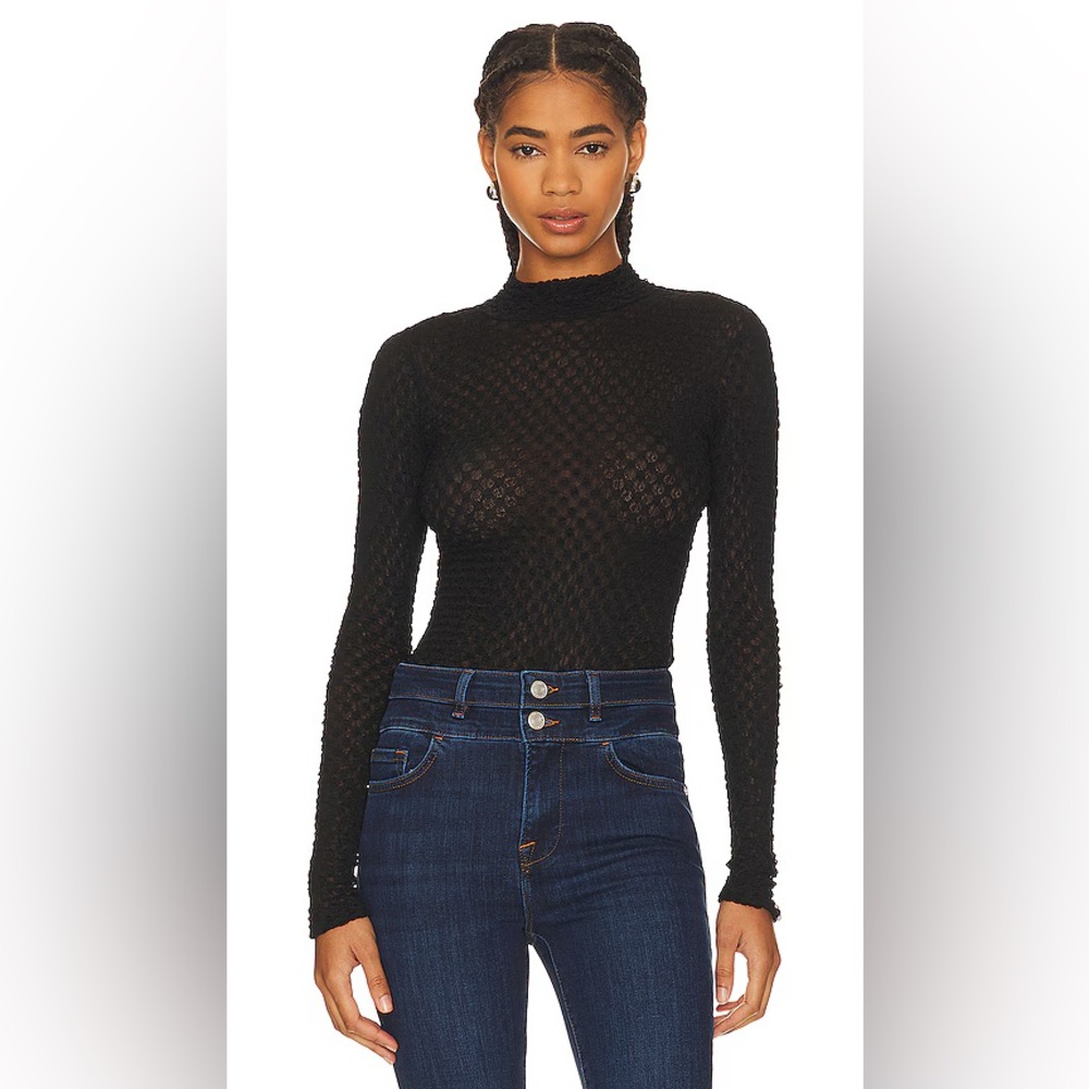 Frame Mesh lace turtleneck black NWT